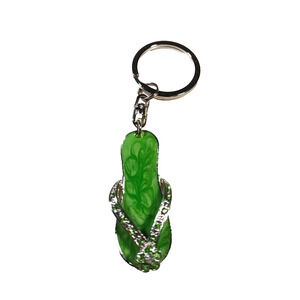 Caribbean Sandal Keychain Green Rhinestone